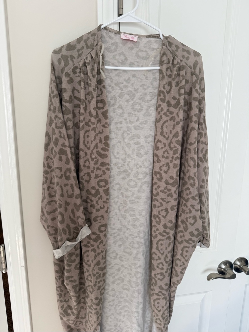 Pink Lily Neutral Knit Open Cardigan in Taupe and Gray